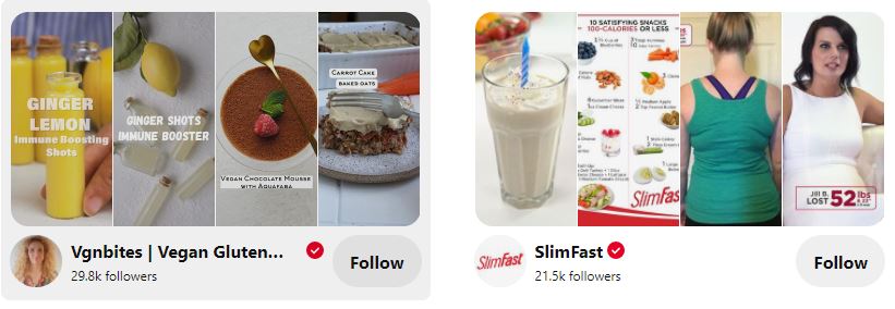 Food and Drink Pinterest Profiles